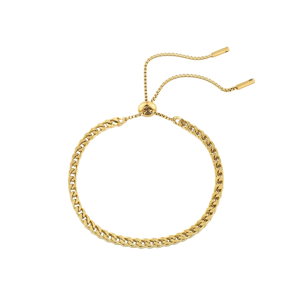 Un bracelet chaîne en acier avec un fermoir.