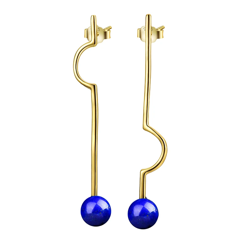 Boucles d'oreilles asymétriques Azure perles bleues